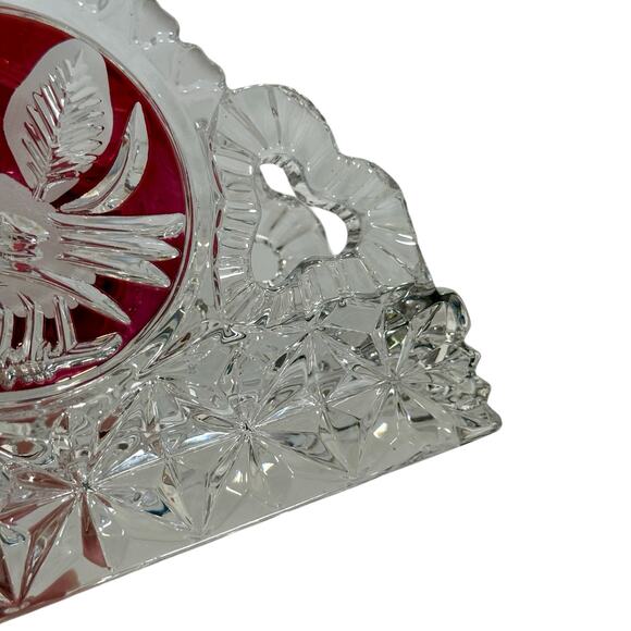 VTG Hofbauer Byrdes Amaris German Lead Crystal Napkin Holder Cranberry Red Birds - Picture 9 of 9